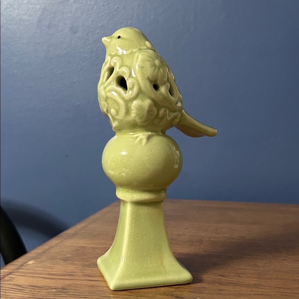 Sage Green Bird On Pedestals/Perch decor for home or garden